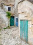 Italy, Basilicata, Matera Doors In A Courtyard In The Old Town Of Matera