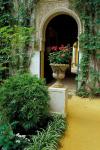 Planter and Arched Entrance to Garden in Casa de Pilatos Palace, Sevilla, Spain
