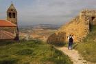 Backpacking at Iglesia Parroquial de Santa Maria la Mayor Church, La Rioja, Spain