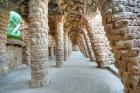 Park Guell Colonnaded Footpath, Barcelona, Spain