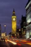 Big Ben at night with traffic, London, England