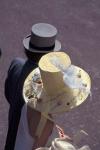 Man and woman wearing hats, Royal Ascot, London, England