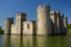 Bodiam Castle (1385), reflected in moat, East Sussex, England