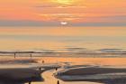 Sunset and beach, Blackpool, England