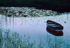 Rowboat on Lake Surrounded by Water Lilies, Lake District National Park, England