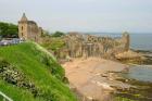 Coastline Beach and Ruins of St Andrews, Scotland