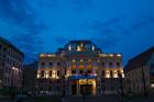 Night view of Bratislava Opera House, Slovakia