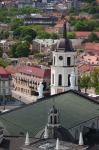 Royal Palace and Vilnius Cathedral, Gediminas Hill elevated view of Old Town, Vilnius, Lithuania