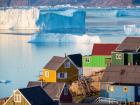 View Of Fjord Full Of Icebergs Towards Nuussuaq Peninsula During Midnight Sun