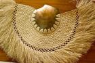 Fiji, Lautoka, Woven grass and shell fan, craft
