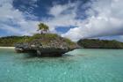 Fiji, Island of Fulanga. Lagoon inside volcanic caldera.