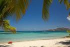 Beach and palm trees, Plantation Island Resort, Malolo Lailai Island, Fiji