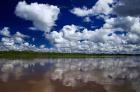South America, Peru, Amazon Cloud reflections on Amazon river