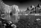 California Yosemite Valley view from the bank of Merced River