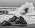 California, Garrapata Beach, Crashing Surf (BW)