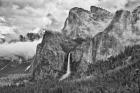 California, Yosemite, Bridalveil Falls (BW)