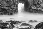 California, Pfeiffer Beach, Foggy Coast (BW)