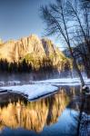 Yosemite Falls reflection in Merced River, Yosemite, California