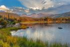 Sunrise On Hallett Peak And Flattop Mountain Above Sprague Lake, Rocky Mountain National Park, Colorado