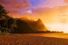 Evening Light On Na Pali Coast Spires, Island Of Kauai, Hawaii