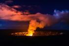 Lava Steam Vent Glowing At Night In The Halemaumau Crater, Hawaii