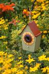 Sunflower Birdhouse In Garden
