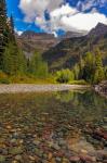 Mcdonald Creek With Garden Wall In Early Autumn In Glacier National Park, Montana