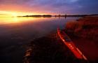 Kayak and Sunrise in Little Harbor in Rye, New Hampshire