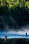 Fly-Fishing in Early Morning Mist on the Androscoggin River, Errol, New Hampshire