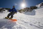 Snowboarder in Tuckerman Ravine, White Mountains National Forest, New Hampshire