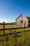 Mountain bike and barn on Birch Hill, New Durham, New Hampshire