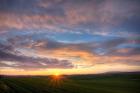 Sunset Cast On Rolling Hills Of Green, Washington State