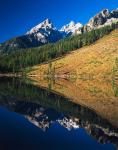 Cathedral group reflecting in String Lake, Grand Teton National Park, Wyoming