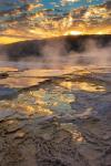 Sunrise With Clouds And Reflections At Mammoth Hot Springs