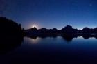Moon Set Starry Teton Reflection
