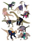 Dinosaurs in 80's Jumpers