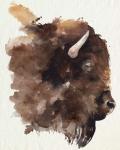 Watercolor Bison Profile I