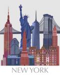 New York Landmarks , Red Blue