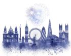 London Skyline Watercolour Splash Blue