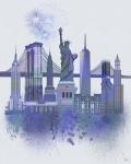 New York Skyline Watercolour Splash Blue