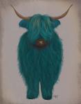 Highland Cow 3, Turquoise, Full