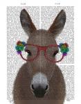 Donkey Red Flower Glasses Book Print
