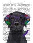 Black Labrador and Flower Glasses Book Print