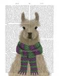 Llama with Purple Scarf, Portrait Book Print