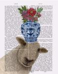 Sheep with Vase of Flowers Book Print