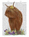 Highland Cow, Pansy Book Print