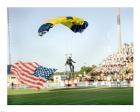 U.S. Navy Demonstration Parachute Team, the Leap Frogs, Lands at the 50 Yard Line of Aggie Stadium Greensboro NC