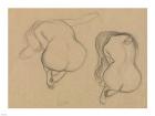 Two Studies of a Seated Nude with Long Hair