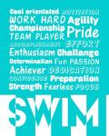 Swimming Word Cloud - White