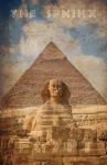 Vintage Great Sphinx of Giza, Pyramids, Egypt, Africa